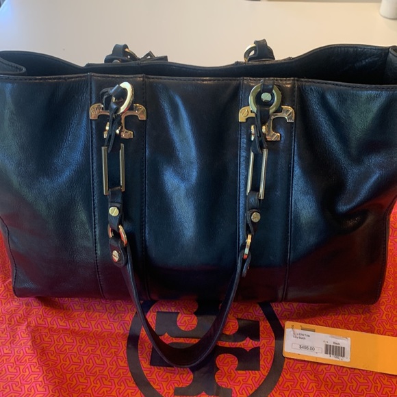 Tory Burch Black Nico East West Leather Tote with Gold Hardware - Picture 5 of 16